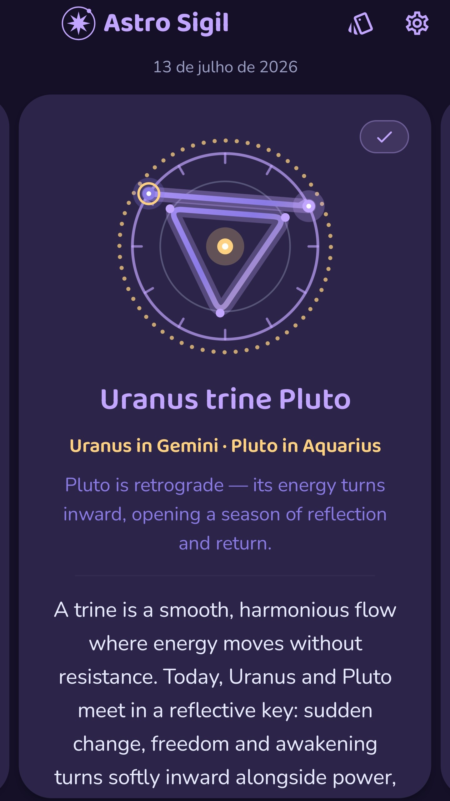 Uranus trine Pluto card