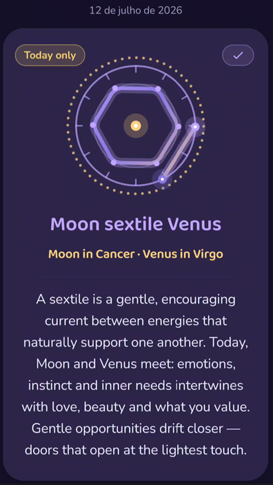 Moon sextile Venus card